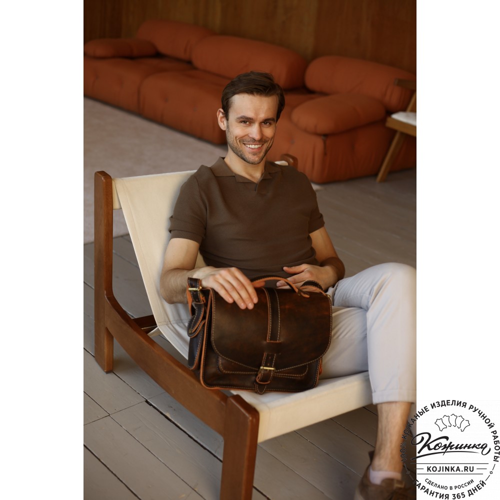 Кожаная  сумка "Леонардо" (рыжая)